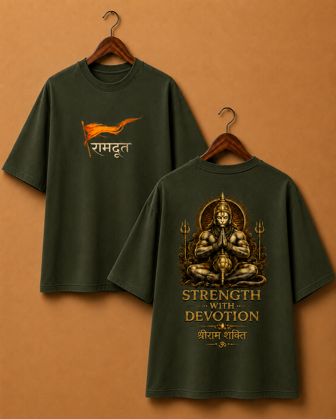 Strength with Devotion – Hanuman Unisex Oversize T-shirt